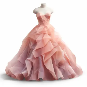 Romantic Ball Gown with Geometric Petals