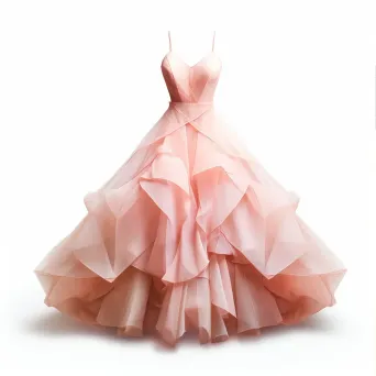 Ballerina pink, low poly ball gown detailed with geometric petals - Image 3