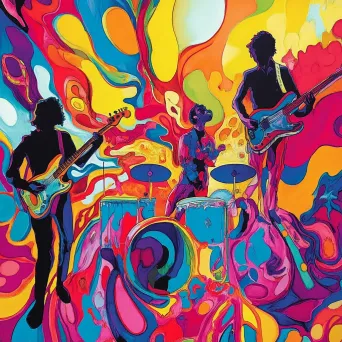 Psychedelic 1960s concert scene in pop art style - Image 1