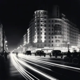 Cityscape with speeding cars and illuminated trails - Image 1