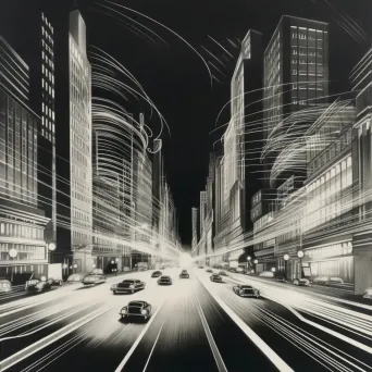 Cityscape with speeding cars and illuminated trails - Image 2