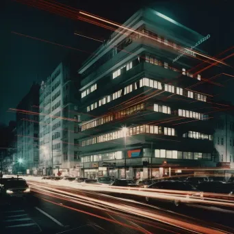 Cityscape with speeding cars and illuminated trails - Image 4