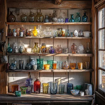 Colorful handmade glass art pieces displayed in workshop - Image 1