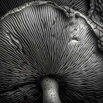 Close-up image showcasing the delicate texture and pattern of mushroom gills - Image 2