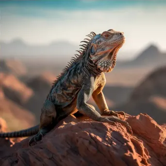 Majestic iguana perched on a rocky cliff in the desert - Image 4