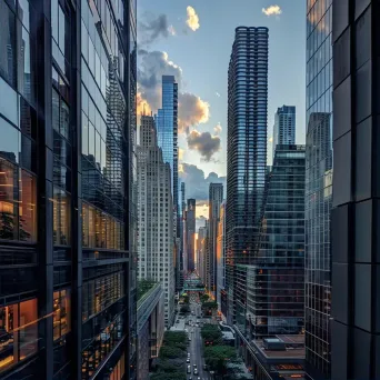 Urban cityscape with towering skyscrapers and busy streets below - Image 2