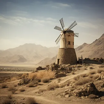 Ancient Persian windmill in arid landscape - Image 2