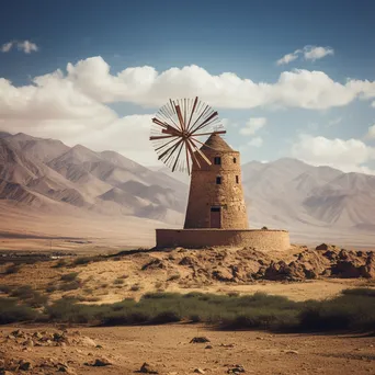 Ancient Persian windmill in arid landscape - Image 3