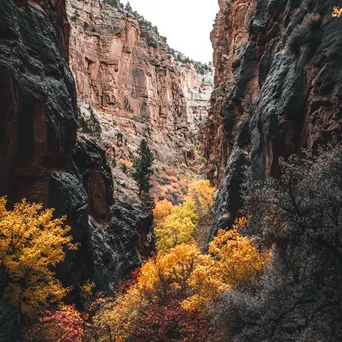 Canyon with autumn foliage and rock formations - Image 3