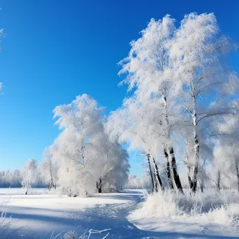 Frosted trees in front of a glacial landscape - Image 1