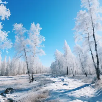 Frosty Trees in Polar Forest