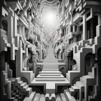 Low Poly optical illusion in grayscale gradient - Image 1