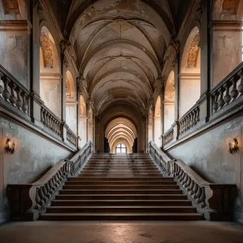 Symmetrical historic castle staircase - Image 1