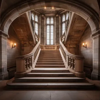 Symmetrical historic castle staircase - Image 3