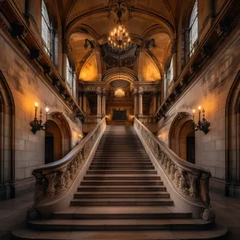 Symmetrical historic castle staircase - Image 4