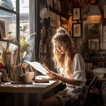 Artist Sketching in Café