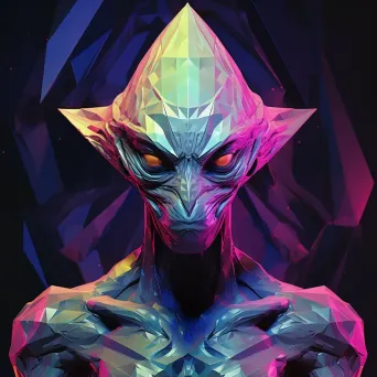 Low-poly alien creature in neon colors - Image 2