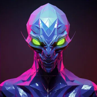 Low-poly alien creature in neon colors - Image 4