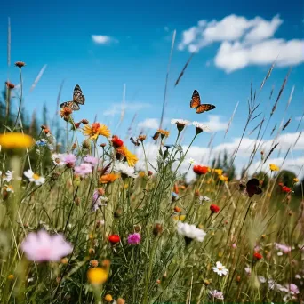 Summer meadow filled with wildflowers and butterflies - Image 1