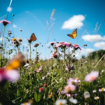 Summer meadow filled with wildflowers and butterflies - Image 2