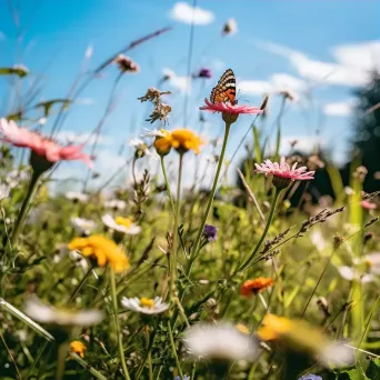 Summer meadow filled with wildflowers and butterflies - Image 3