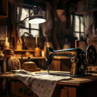 Vintage sewing machine placed at the center of a cozy craft room - Image 2