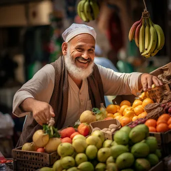 Vendor Selling Organic Fruits at Farmers