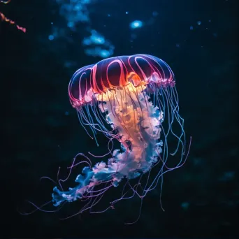 Bioluminescent jellyfish in the deep ocean - Image 1