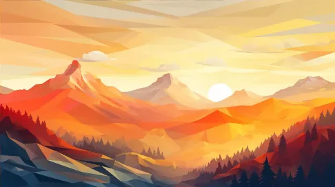 Low Poly Mountain Sunrise