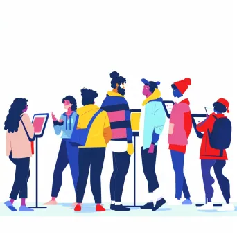 Colorful diverse group using devices for registration - Image 4