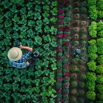 Urban farmers operating smart irrigation systems and drones. - Image 2