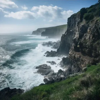 Coastal cliffs overlooking the ocean with crashing waves below - Image 3