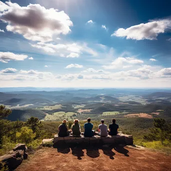 A group of friends relaxing at a scenic overlook - Image 3