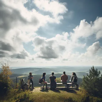 A group of friends relaxing at a scenic overlook - Image 4