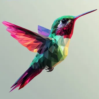 Colorful low poly hummingbird with delicate polygonal feathers - Image 3