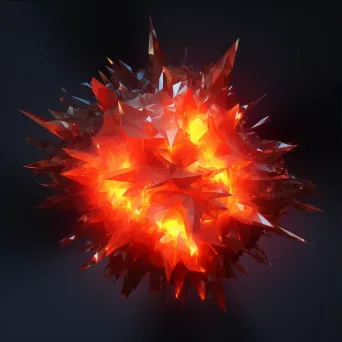 Low poly representation of a solar flare erupting against a dark space background - Image 3