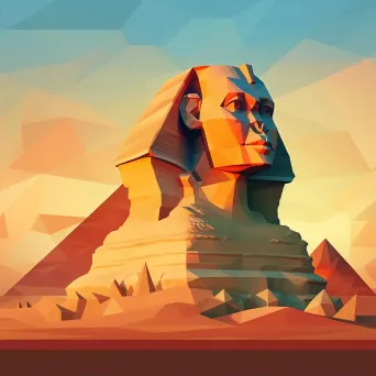 Low poly Sphinx under the twilight sky in the desert - Image 2