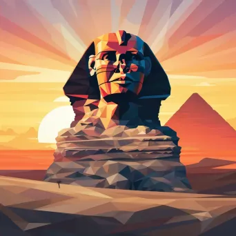 Low poly Sphinx under the twilight sky in the desert - Image 4