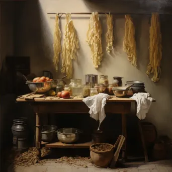 Homemade Pasta in Italian Kitchen