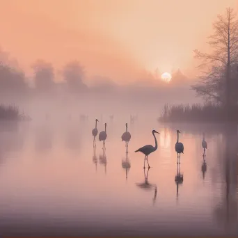 cranes at sunrise - Image 1