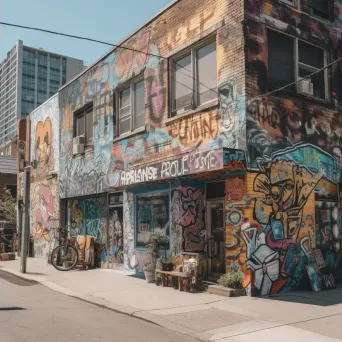 Downtown street scene with eclectic storefronts on Fujifilm GFX 100S - Image 2