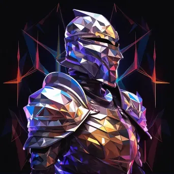 Low-poly knight with neon lighting. - Image 2