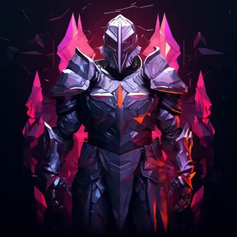 Low-poly knight with neon lighting. - Image 3