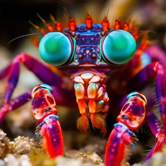 Mantis shrimp in its burrow in detailed view - Image 4