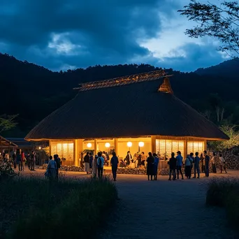 Thatched-roof building at cultural heritage event - Image 3