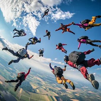 Skydivers creating formation in mid-air - Image 3