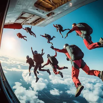 Skydivers creating formation in mid-air - Image 4