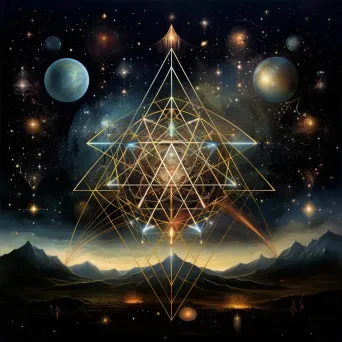 Digital collage of dazzling constellations forming sacred geometry - Image 3