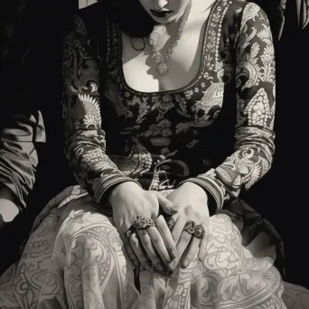 Moroccan henna ceremony with decorated bride hands - Image 2