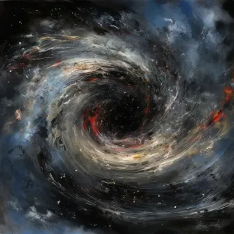 Illustration of a massive, swirling black hole pulling in a nearby star system - Image 3